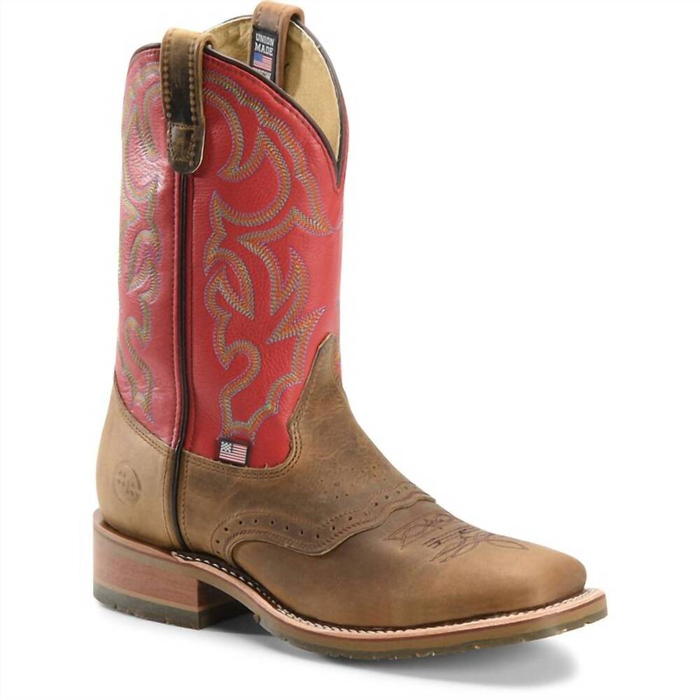 NEW DOUBLE-H BOOTS men's roger western boots in red